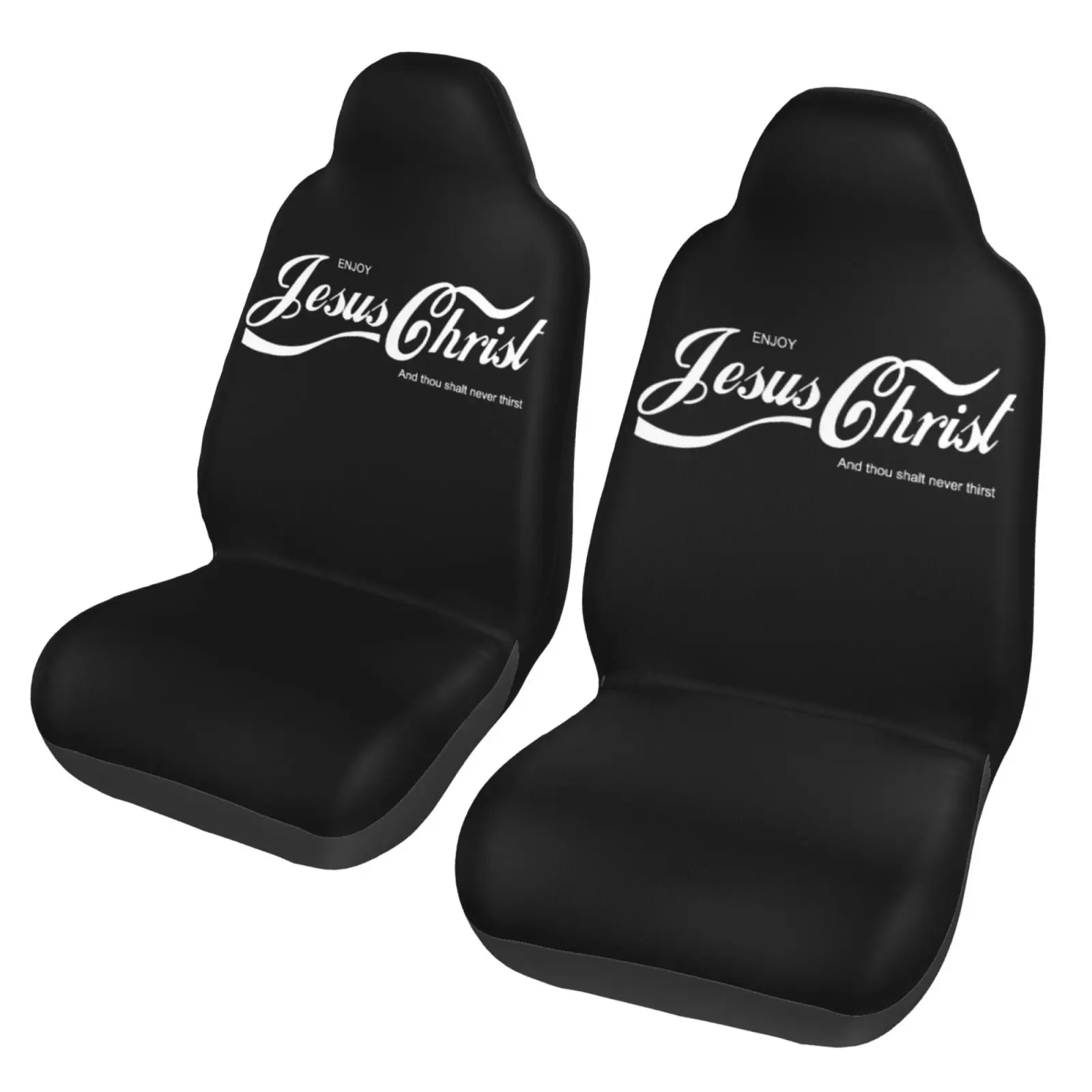 Jesus Christ Print Pattern Car Seat Cover Anti Fouling Convenient Protective Cover 2-piece Seat Protective Cover