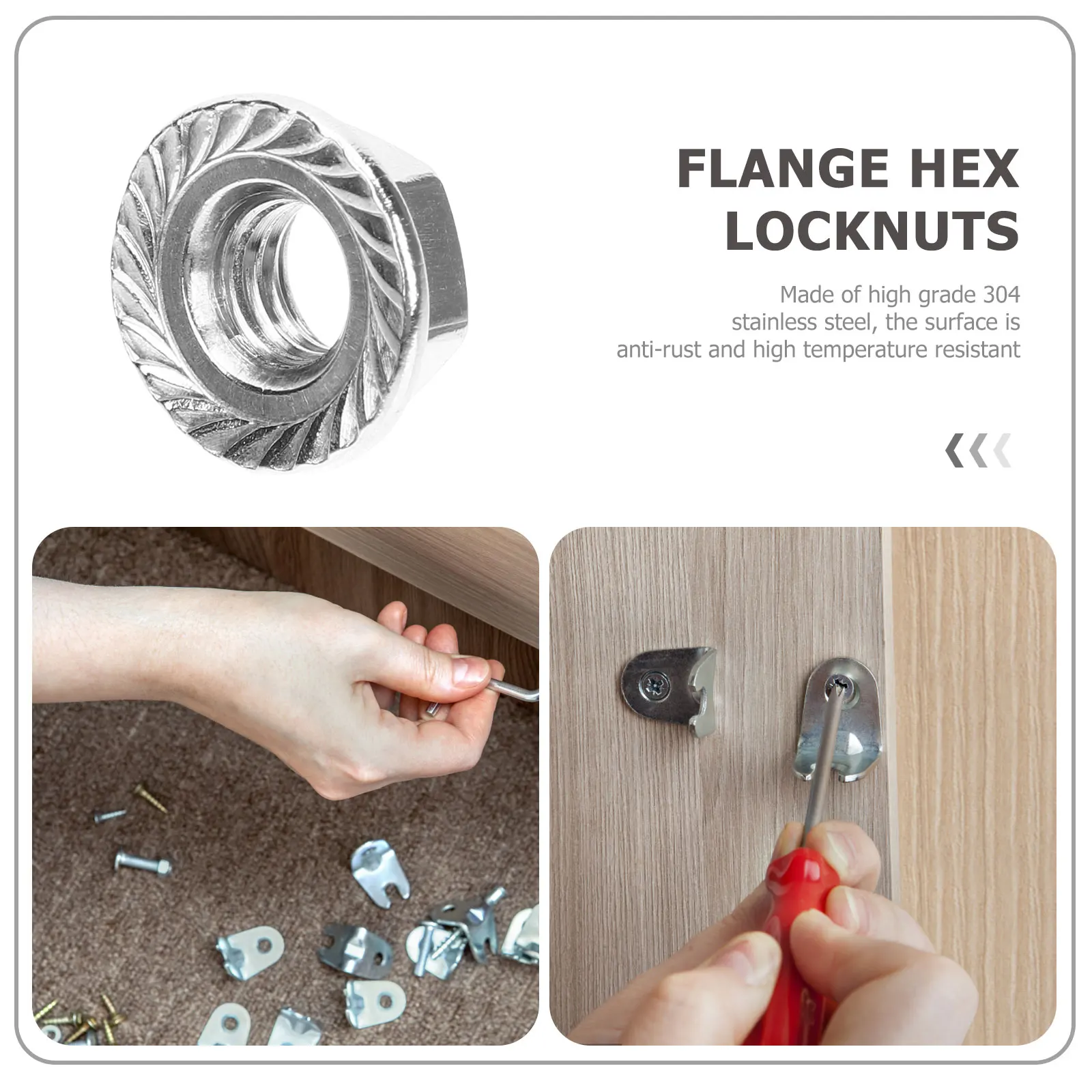 10 Pcs Flange Nut Stainless Steel Serrated M8 Nut Lock Nuts High Grade 304 Anti Rust Temperature Resistant Oxidation