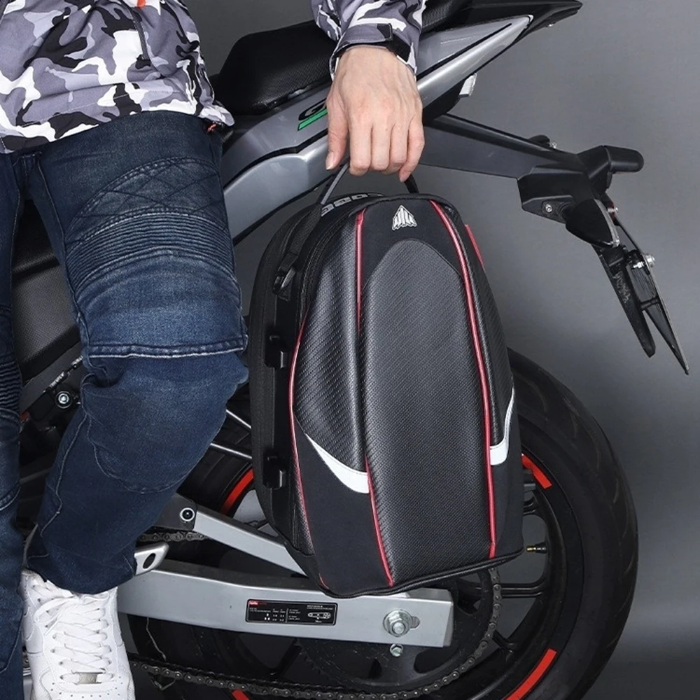 Motorcycle Tail Bag Multi-functional Motorbike Tail Travel Rider Luggage Rear Back Seat Bag Waterproof Large Capacity Saddle Bag