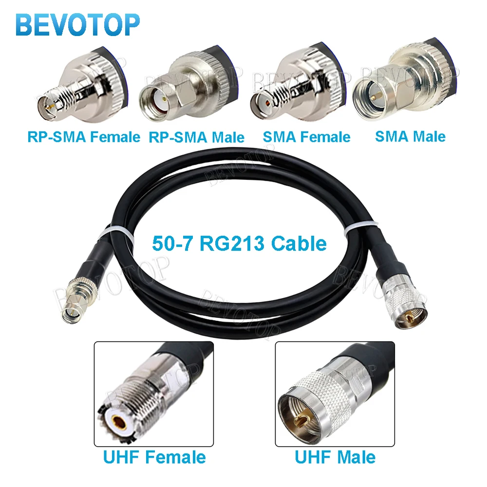 RG213 UHF Male to SMA Male/Female 50 Ohm Low Loss Pigtail Extension Jumper Cable for CB Radio Ham Radio FM Transmitter