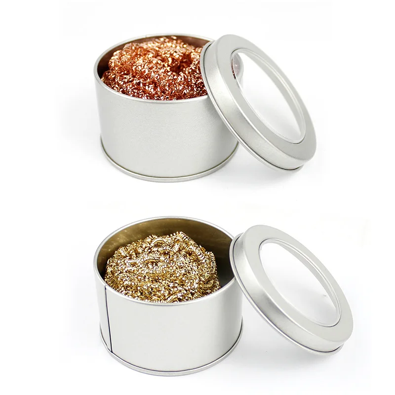 Cleaning Ball Desoldering Soldering Iron Mesh Filter Cleaning Nozzle Tip Copper Wire Cleaner Ball Metal Dross Box Clean Ball