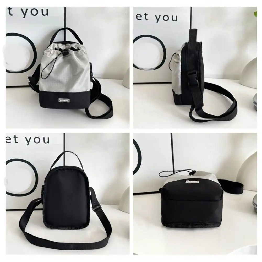 

Nylon Drawstring Shoulder Bag Lightweight Adjustable Strap Women Crossbody Bag Korean Style Large Capacity Water Bottle Bag