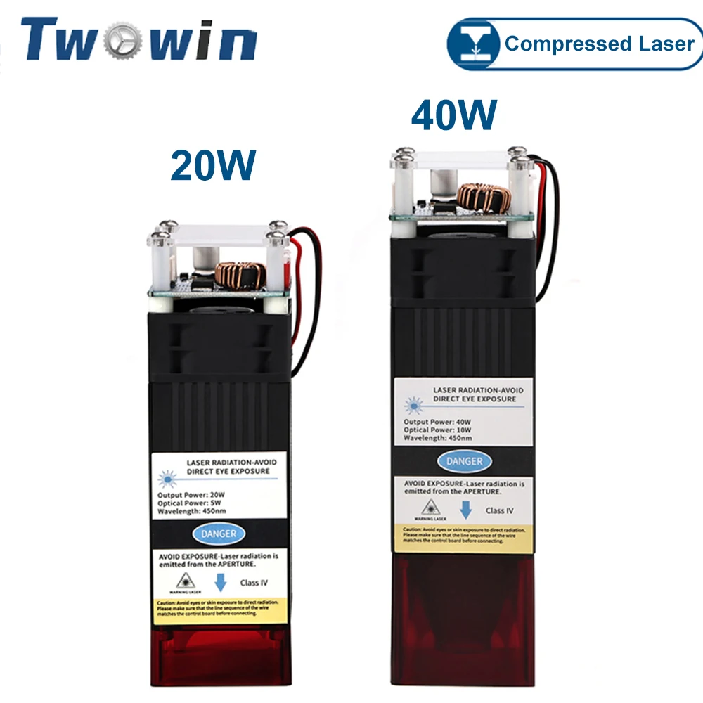 

TWOWIN 20W/40W Laser Module 450NM Compressed Spot Blue Laser Head Engraving Cutting Laser Tube Kit For 2/3 Axis Engraver Machine