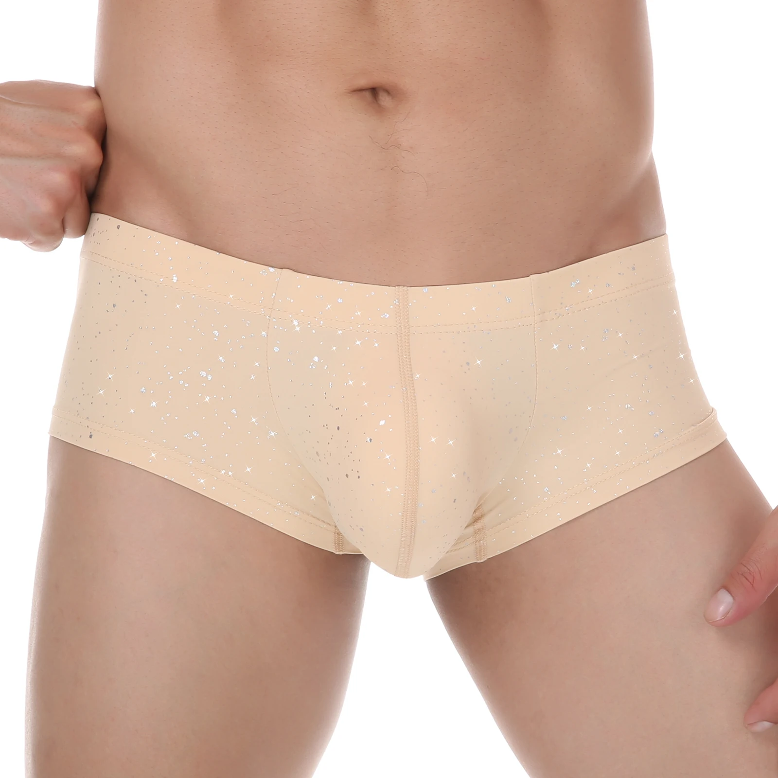 الرجال الترتر الملاكمين السراويل الرياضية صالات رياضية التدريب الملابس الداخلية منخفضة الخصر الانتفاخ الحقيبة مريحة سريعة الجافة الذكور السروال #4