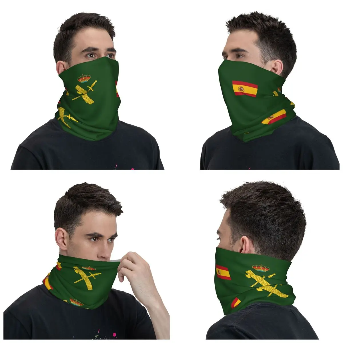 Flag Of Spain Plus Emblem Civil Guard Winter Headband Neck Warmer Men Women Ski Camping Tube Scarf Face Bandana Gaiter