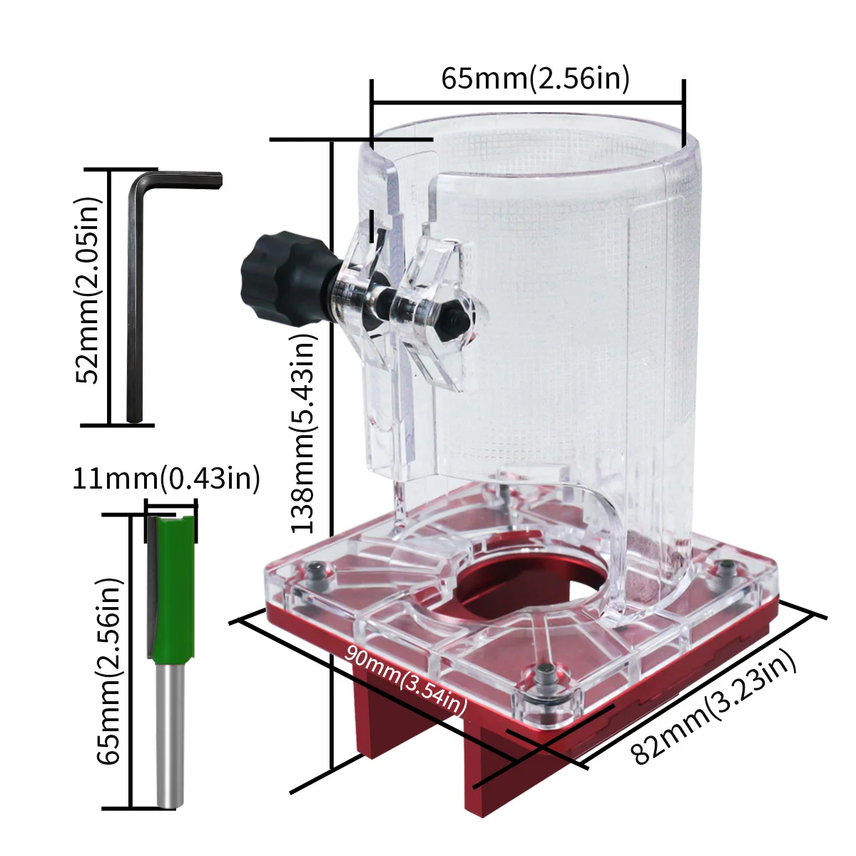 Soporte ranurado 2 en 1 para máquina cortadora de 65mm, sujetadores invisibles, localizador de punzones de Panel de armario, aluminio con escala
