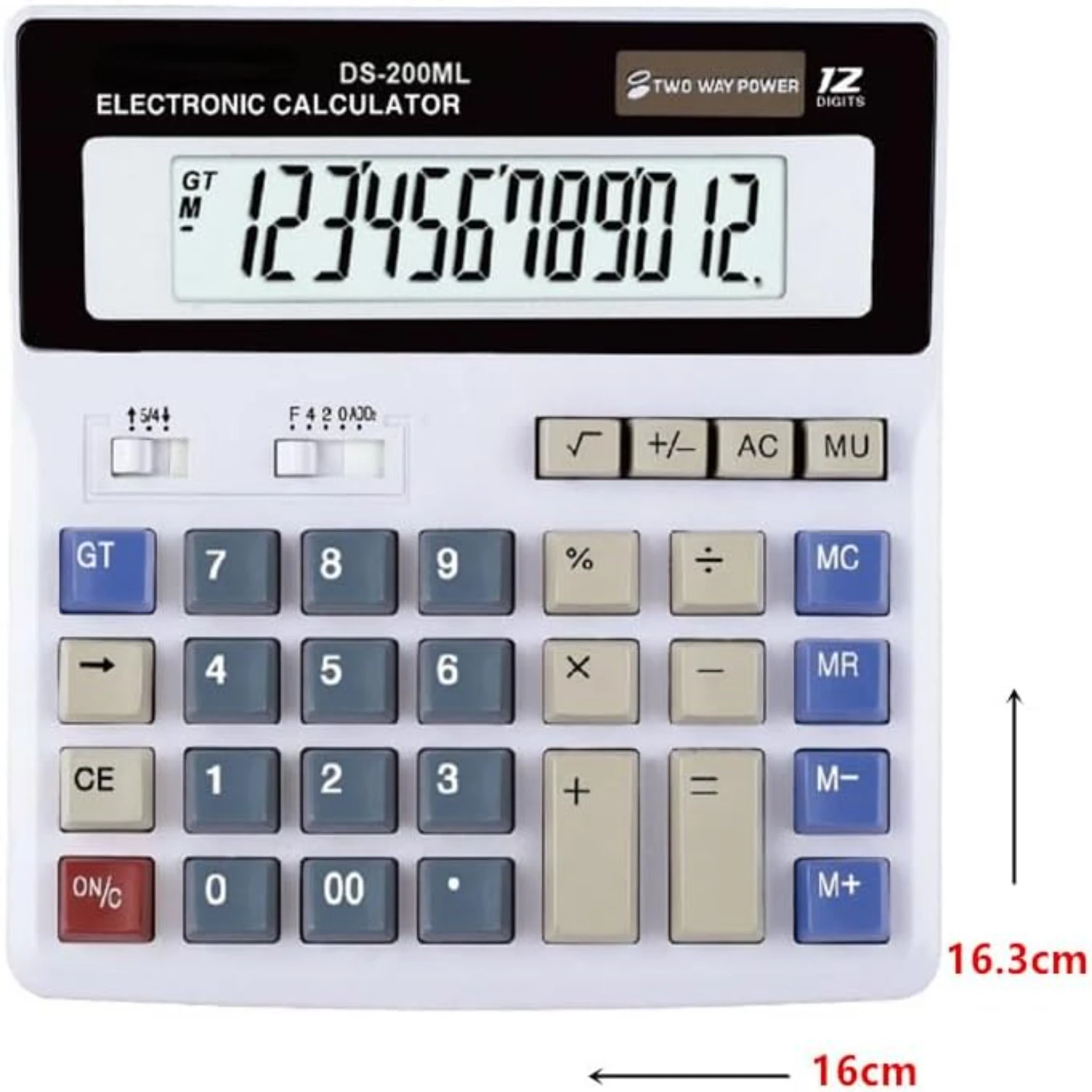 Desktop Calculator Large LCD Display 12-Digit Big Number, Large Keys Standard Calculator for Office Business