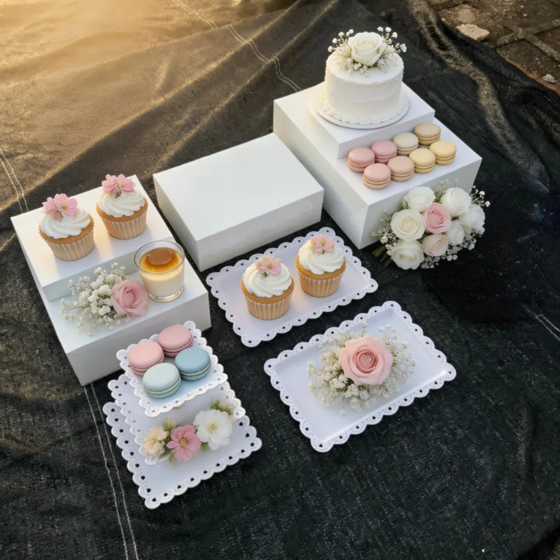 

8PCS Luxury Buffet Rack Food Holder Dessert Table Wedding Cake Display Tray for Birthday Candy Bar Tea Party Wedding Prop