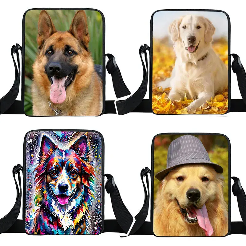 Cute Dog Labrador Rottweiler Shoulder Bag Women Clutch Canvas Messenger Bags Ladies Cross Bag for Travel Girls Satchel Bookbag