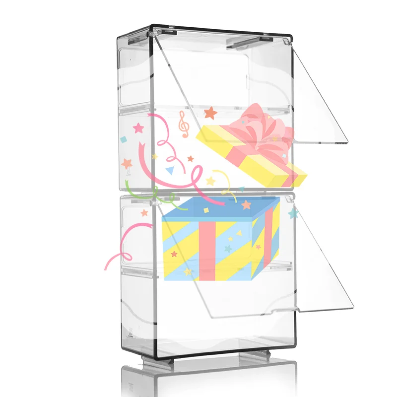 1 Set Double Layer Small Scale Car Model Display Box Transparent Dustproof Storage Box Large Capacity Desktop Organizer Box