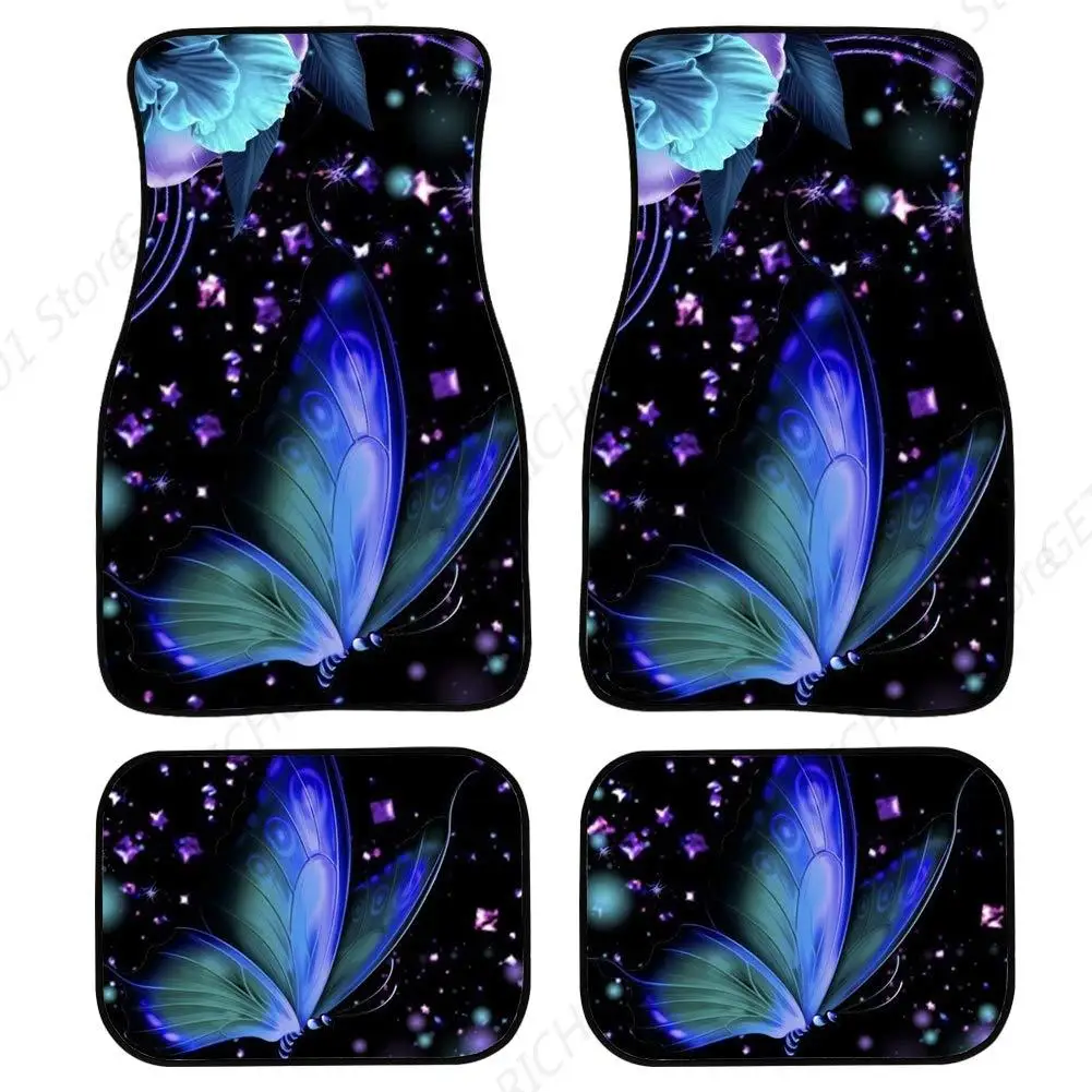 

Alfombrillas/alfombras Universales Para El Suelo L Coche, Accesorios Interiores L Coche Con Mariposa Galaxia Azul Oscuro, 4-Piez
