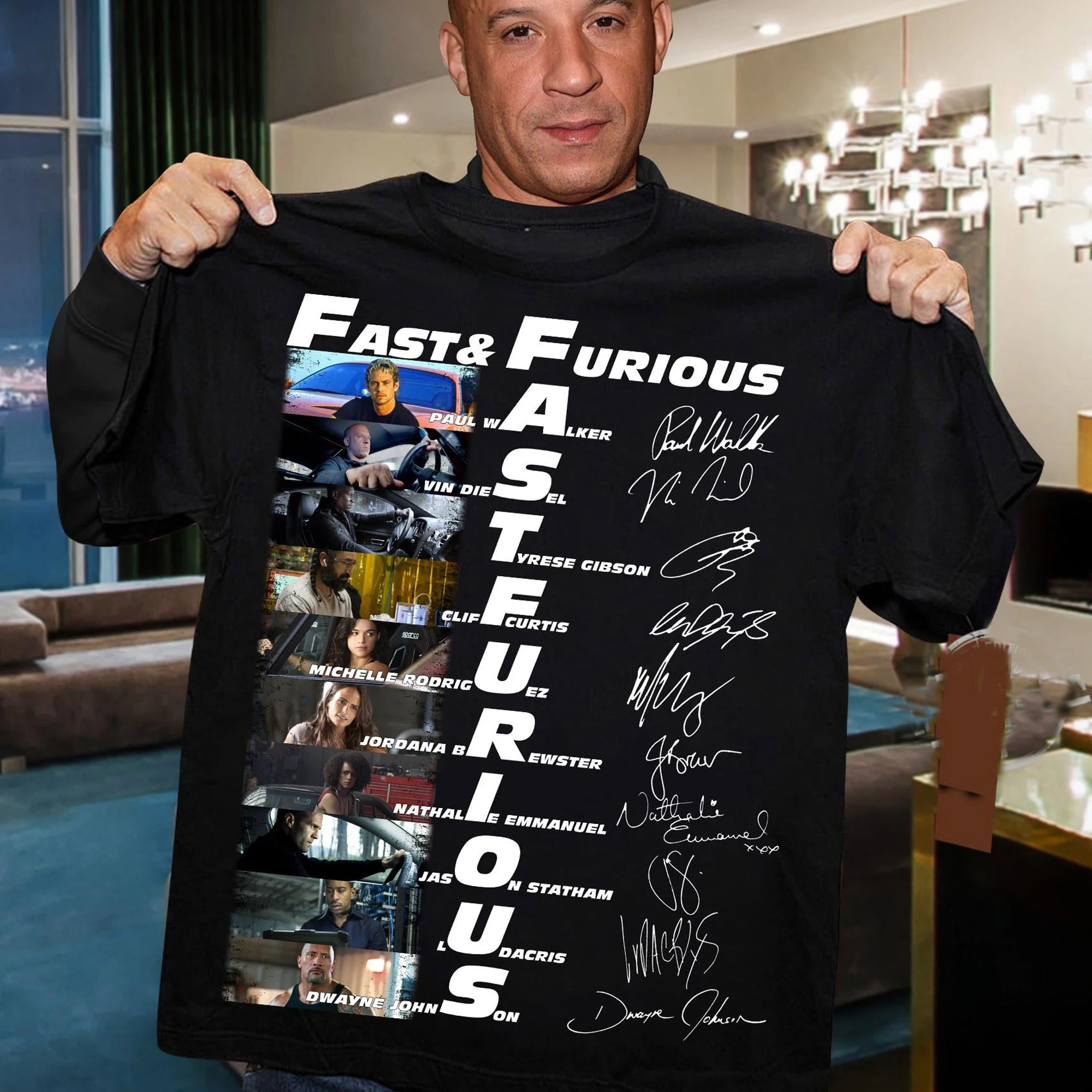 Fast.And. Furious Characters Signatures Mens T-Shirt. Premium Cotton Short Sleeve O-Neck Unisex T Shirt New S-3XL