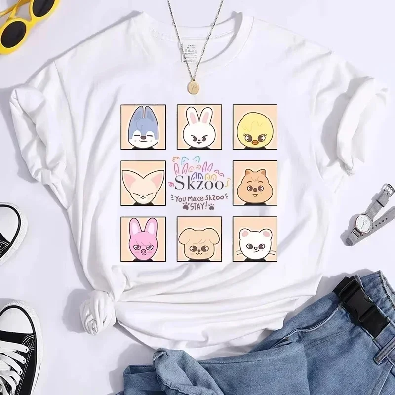 Fashion New K-POP Stray T-shirt Men and Women T-shirts Harajuku Y2K T-shirt Casual Summer Short Sleeved Female Tops Tees Anime