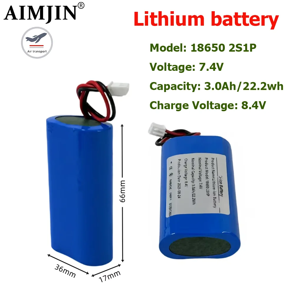 

Projector, speaker, wireless monitoring dedicated battery 18650 2S1P battery pack 7.4V 3000mAh lithium-ion XH2.54-2P plug