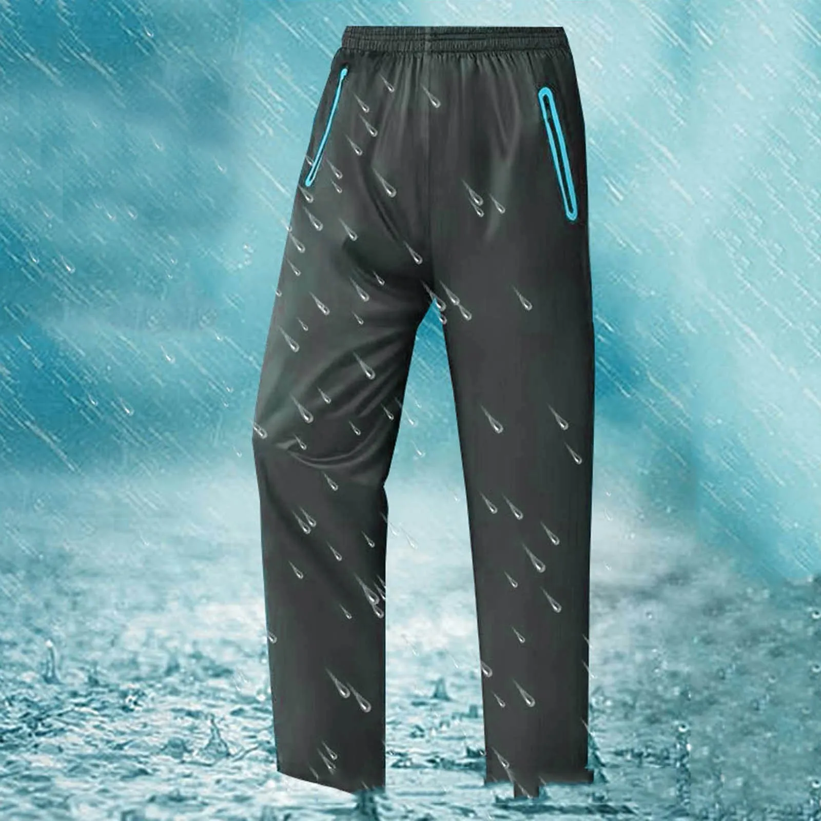 Men's Stormproof Pants Straight Leg Appears Thin Waterproof Double-Layer Thickened Wear-Resistant Breathable Rain Pants Outfits