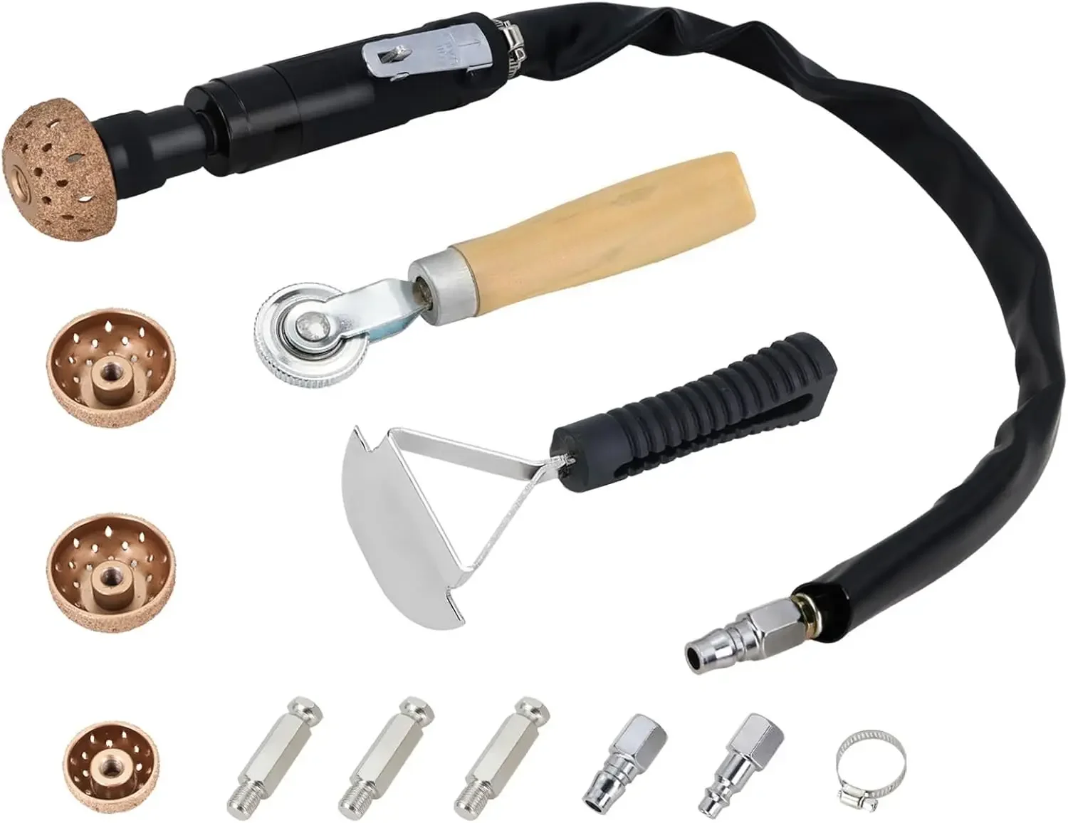 

Professional Tire Repair Kit with 2500RPM Buffer, Scraper, Roller & Tungsten Steel Grinding Heads for Tire Maintenance