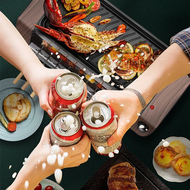 1800W BBQ Household Automatic Rotating Smokeless Home Barbecue Hot Dog Automatic Rotating Barbecue Machine Mutton Skewers