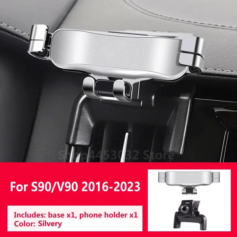 Gravity Car Accessories Phone Holder For Volvo S90 V90 2016-2022 Paired With A Special Bracket Base Rotatable Not Block Vent