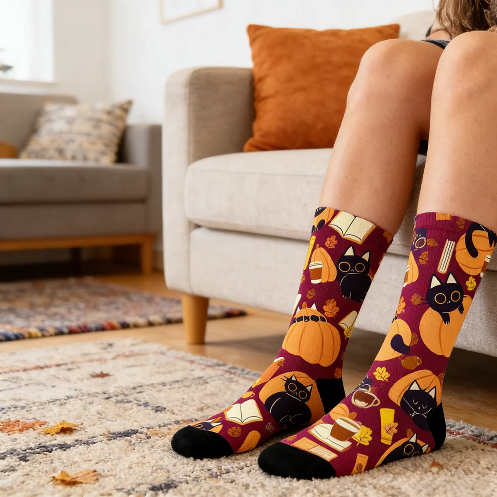 

New Women Mid Tube Socks Men's Holiday Gift Socks Halloween Creative Pumpkin Crazy Anime Horror Hip Hop Trendy Socks