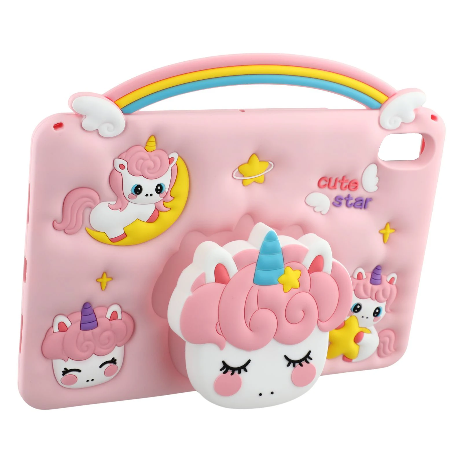 For Honor Pad X8a  /  X9 Case Handle Unicorn Retractable Kickstand Silicone Tablet Cover with Shoulder Strap