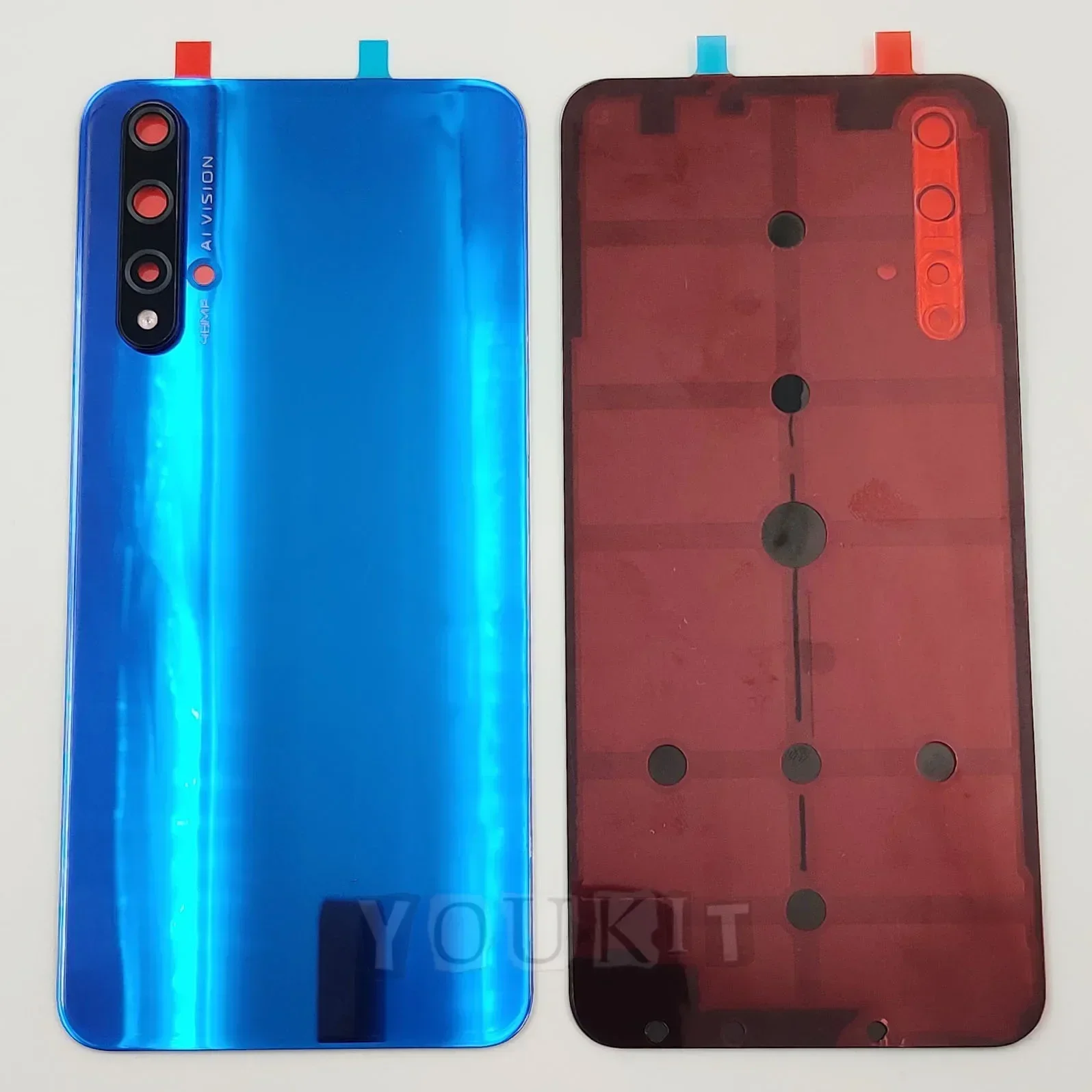 A+++ Glass Back Lid For Huawei Honor 20 Hard Battery Cover Rear Door Housing Panel Shell Case With Camera Lens Adhesive Glue