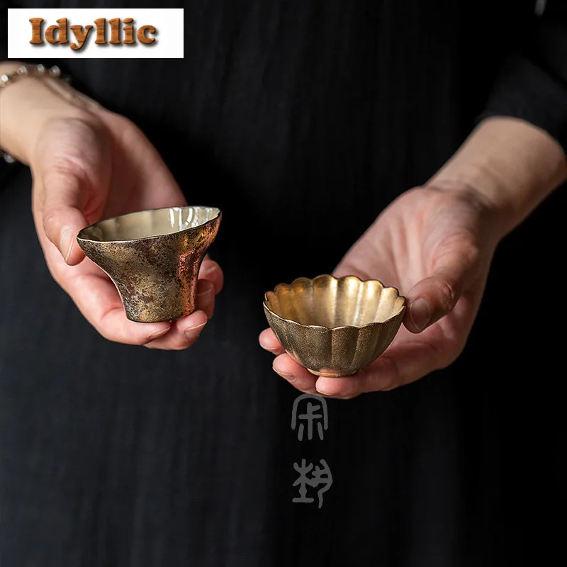 

Ручная роспись позолоченная серебряная чайная чашка Традиционная чайная чаша Набор чайных чашек Чашка для дегустации запаха Чашки Chazhan Master Бытовая чайная посуда