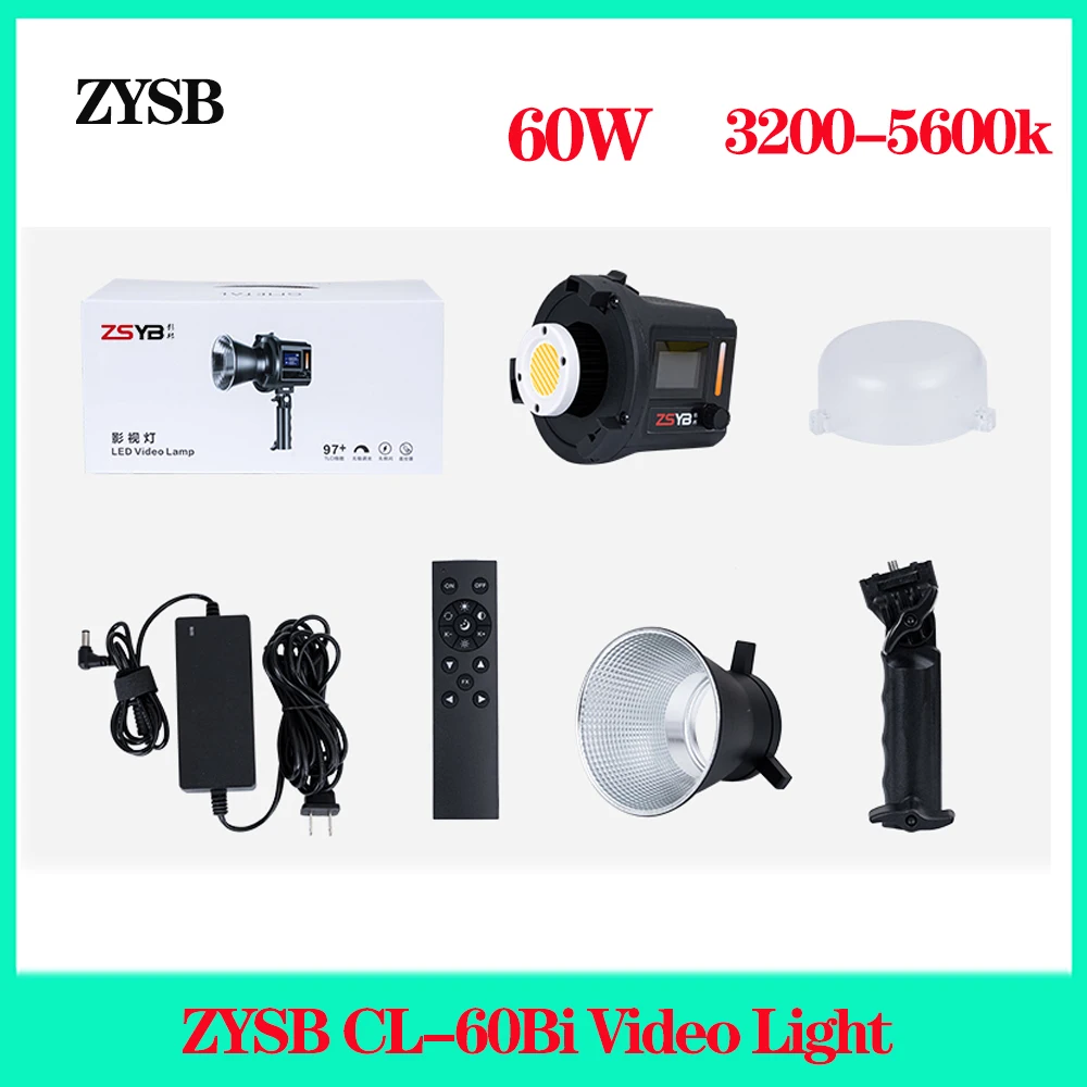 ZYSB CL-60Bi 60W Bi color Video Light Professional Studio Strobe Lamp For Photography Lamp 3200-5600k PK 60S CL60 LUX100