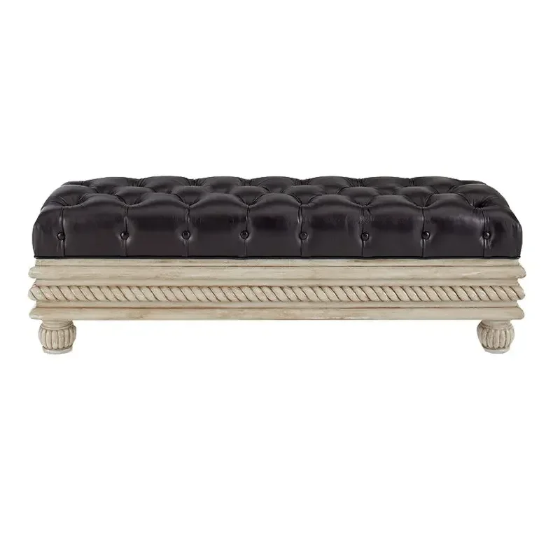 French solid wood footstool household door storage sofa low stool shoe changing stool