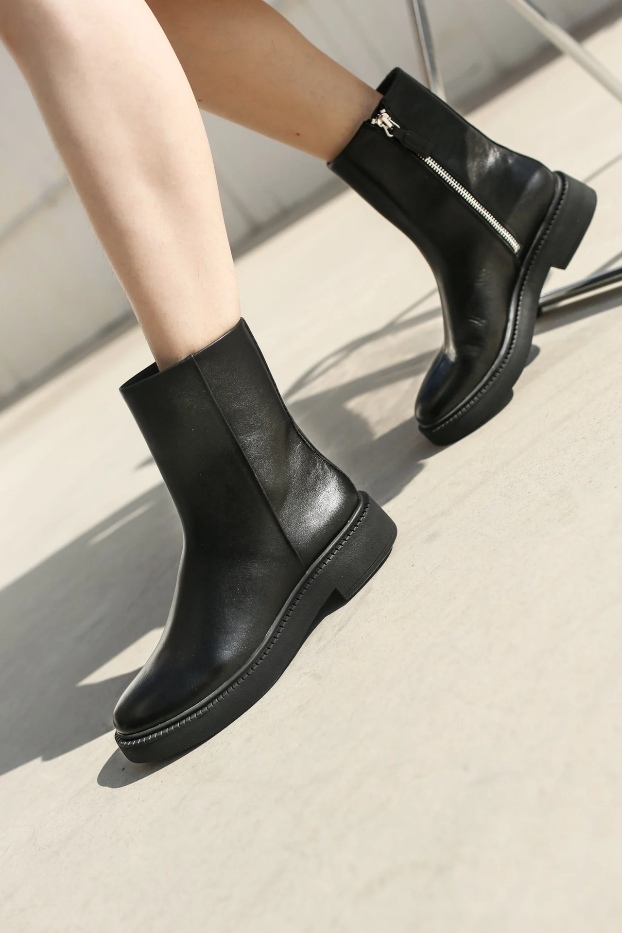 2022 Autumn Women Shoes Chelsea Boots Fine Soft Black Genuine Leather Women Boots