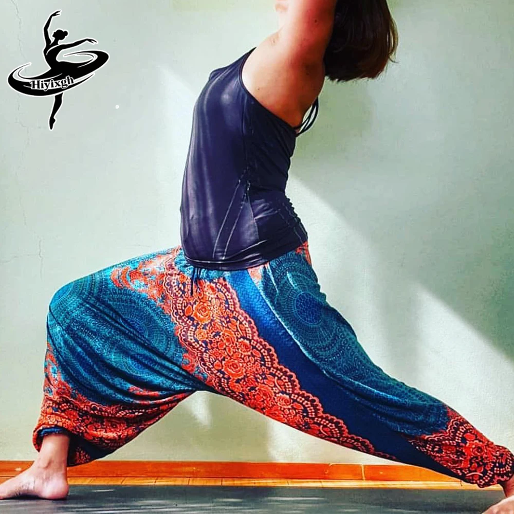 Pantalones Bohemios para Mujer, Pantalones Hippie de Cintura Alta, de Rayón, Holgados, Estilo Boho, para Yoga, Playa, Ropa de Playa para Mujer, Calca Feminina Estampada