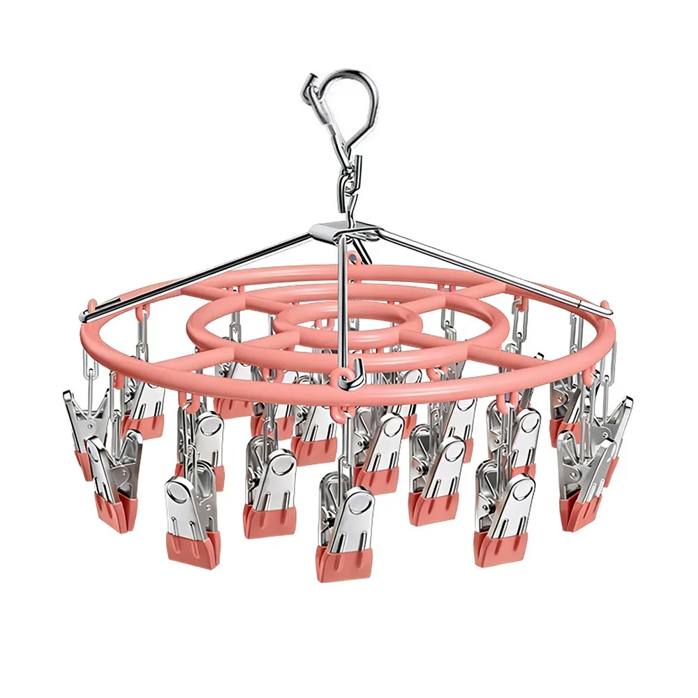 

​​Stainless Steel Clothes Drying Rack 18/24 Clips Non-slip Socks Underwear Clips ​​Windproof Space-saving Clothes Hanger