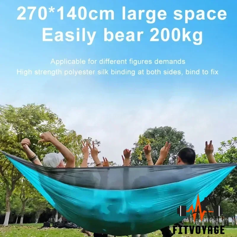 Double Anti-Rollover Nylon Hammock, Outdoor Swing, Parachute Cloth, Camping