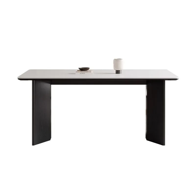 

Creamy white solid wood dining table and chair combination, small apartment, rectangular, eating, table