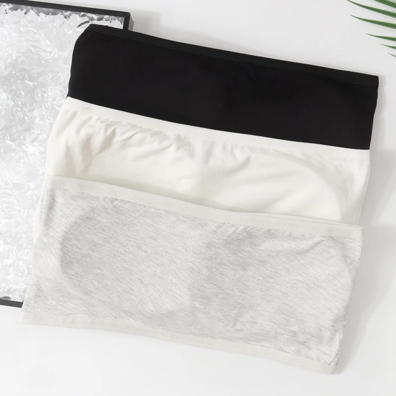 

3pcs Girl's Modal Strapless Bra Student Seamless Crop Tube Bras Womens Sexy Soft Bralette Middle High School Students Underwears