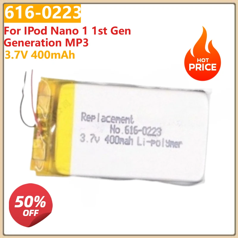 

Digital Battery 616-0223 3.7V 400mAh for IPod Nano 1 1st Gen Generation MP3 Rechargeable Lithium PolymerBatteries 616-0224