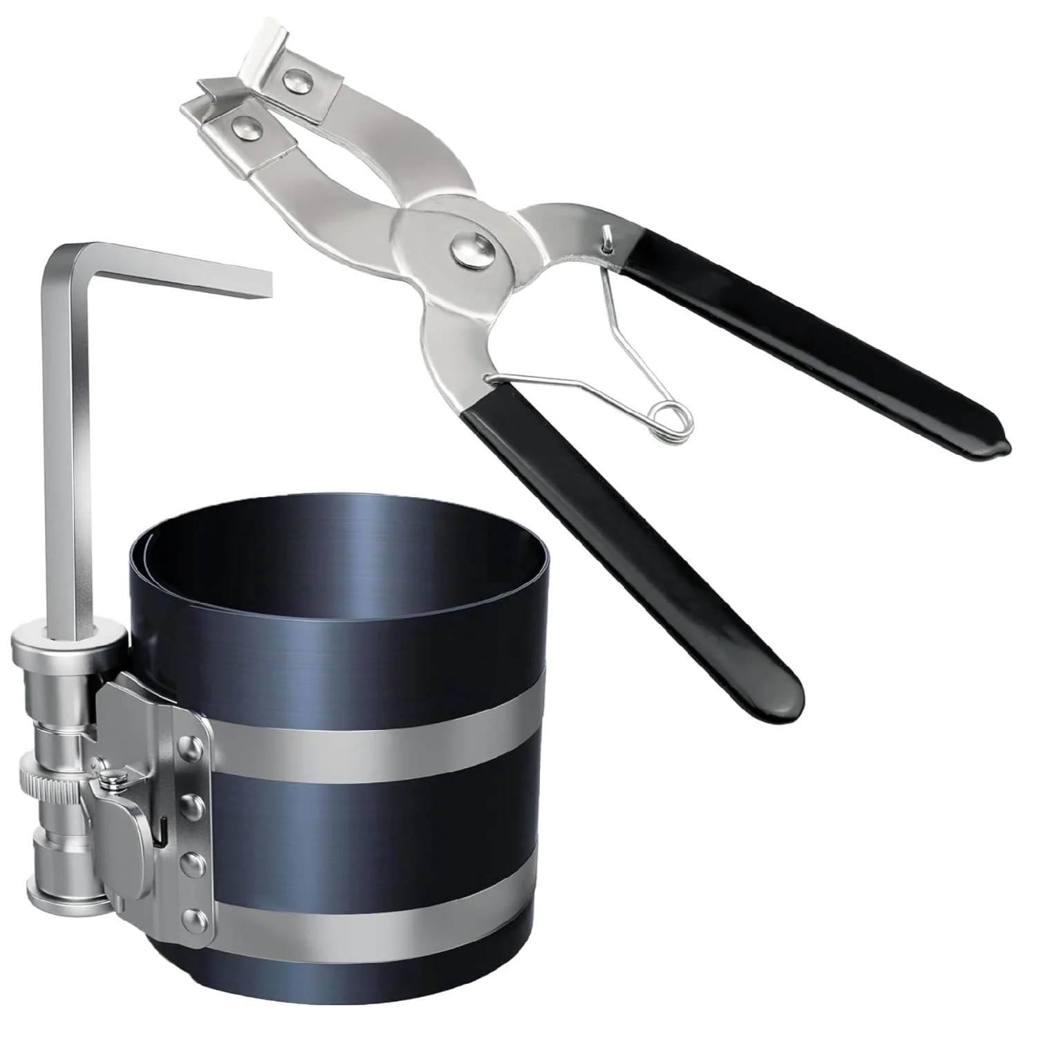Piston Ring Compressor with Piston Installer Plier Car Engine Compress Piston Ring Removal Installer Kit Adjustable Size 2 Inch