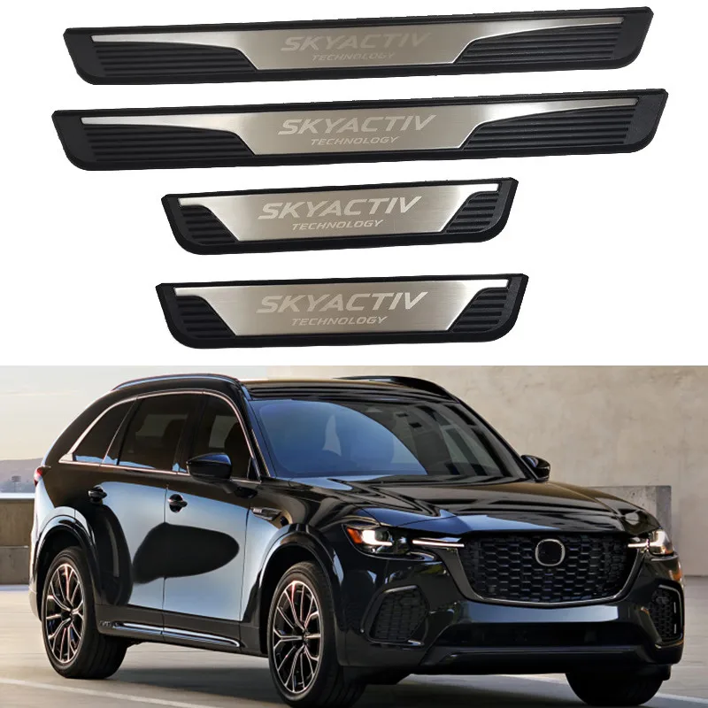 

For Mazda CX70 CX-70 2024 2025 Car Door Sill Threshold Scuff Plate Cover Protector Auto Stickers Styling Trim Accessories