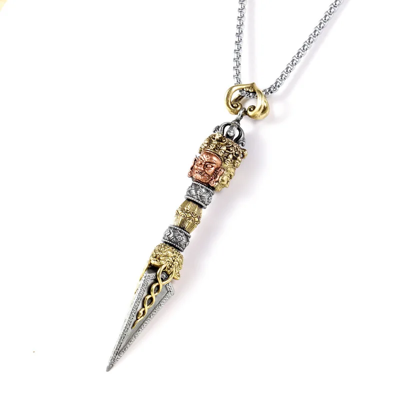 All-Copper Pendant Tibetan Vintage Demon-Slashing Pestle Necklace Five-Pronged Vajra Men And Women