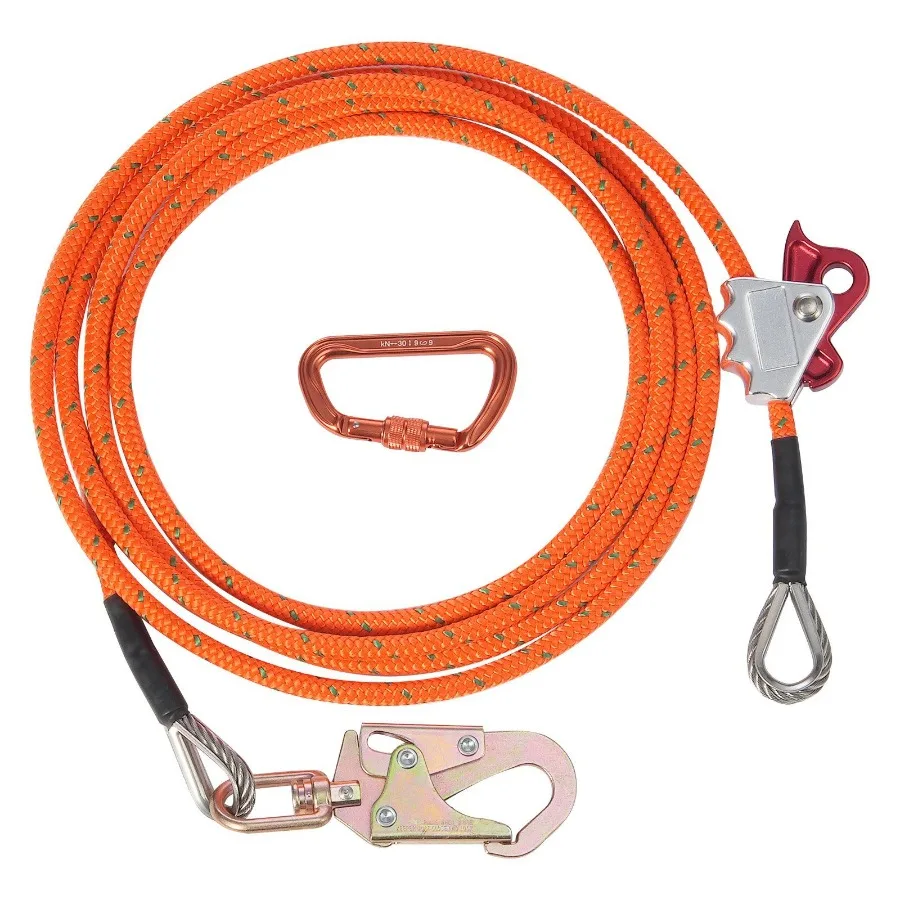 

12.7mm Steel Core Flipline 16ft 4.8m Arborist Flipline for Tree Climbing with Alloy Steel Snap Hook Aluminum Alloy Carabiner 3