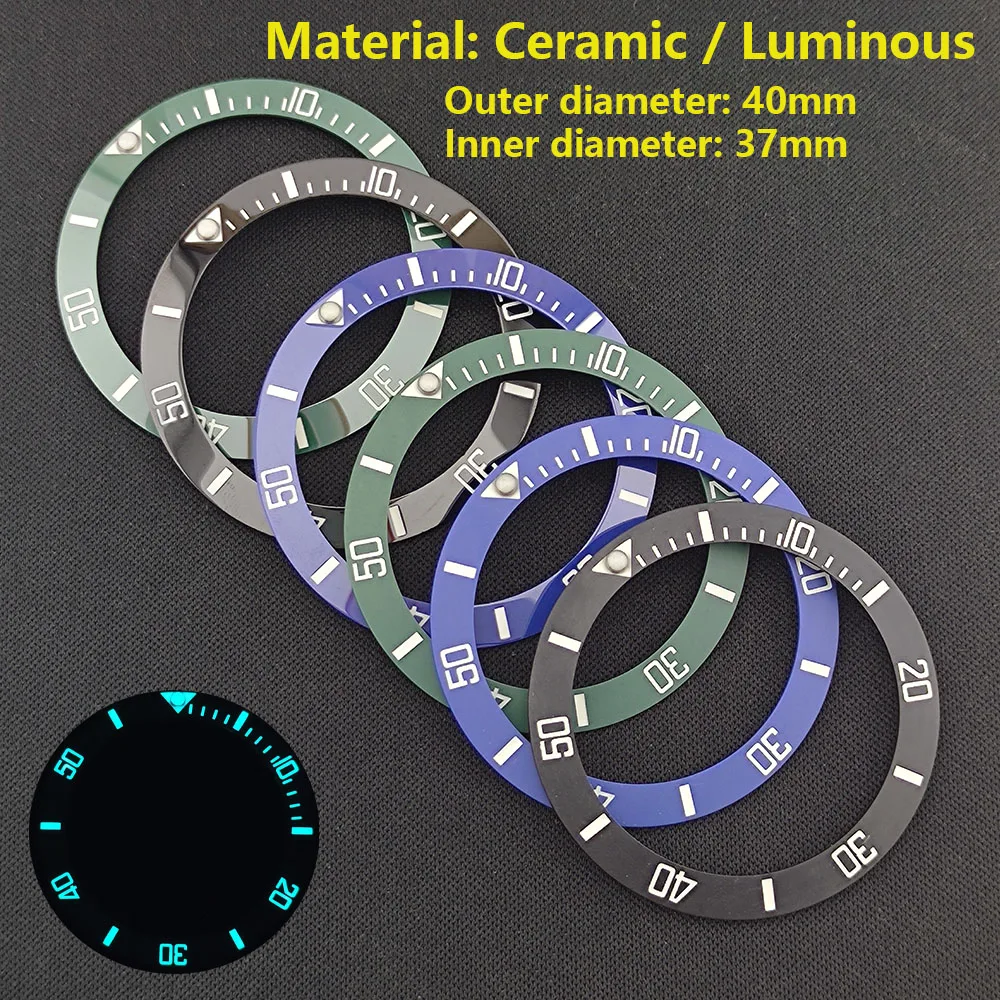 

40mm*31.7mm Sloping Super Luminous Ceramic Bezel Insert Divers Replacement of watch accessories parts