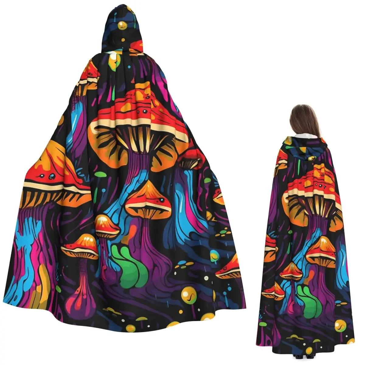 

Кислотный триповый странный психоделический волнистый грибной длинный плащ с капюшоном ведьма средневековый костюм косплей накидка Хэллоуин пальто для взрослых унисекс