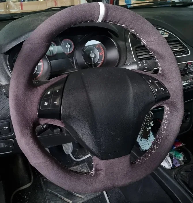 

Custom Car Steering Wheel Cover For Fiat Bravo Doblo Grande Punto Linea Qubo Opel Combo Suede Leather Steering Wrap Cover