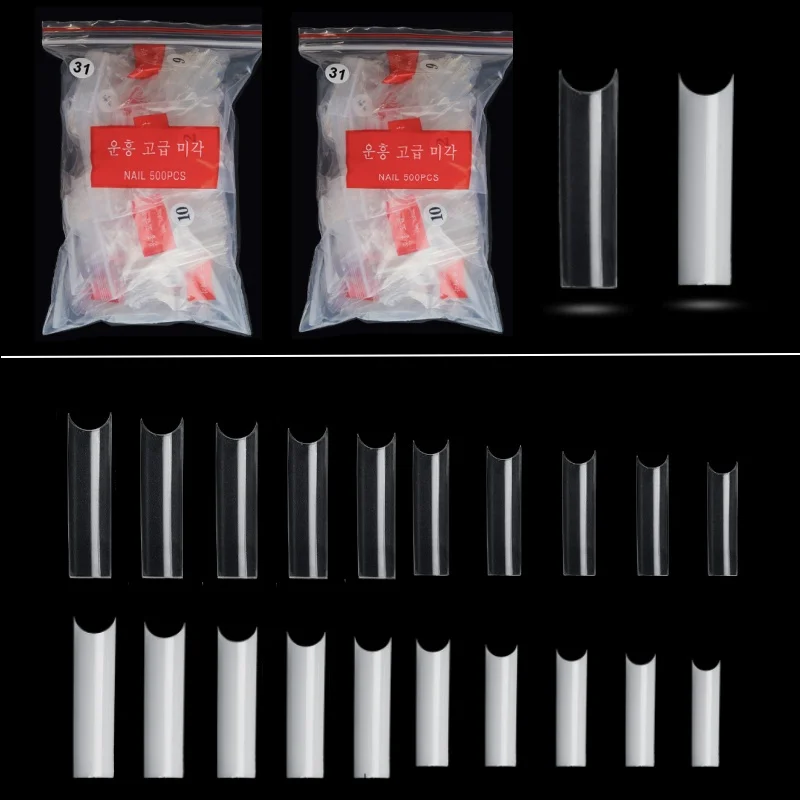 

500pcs Extra Straight Nail Long Square Coffin False Nails C Curved ABS Fake Nails Manicure Salon Nail Art Tools