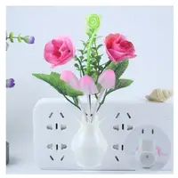 0.5W LED Night Light With Auto Sensor Energy Saving Rose Flower Mushroom Plug In Lamp For Bedroom Bathroom Living Room Kitchen 4