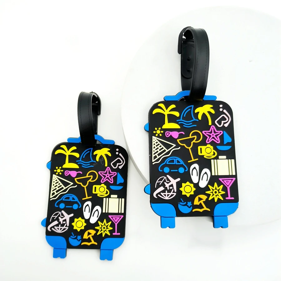 블랙 휴가 수하물 태그 펜던트, 여행 공항 수하물 분실 방지 ID 태그, 성인 야외 작업 이름 태그, 1 개, 2 개