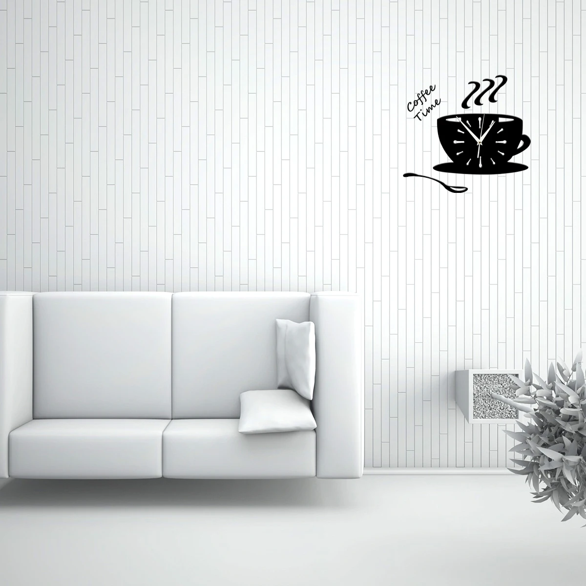 

Black Coffee Cup Wall Clock Modern 3D Acrylic DIY Timepiece for Kitchen Home Decor Hollow Number Wall Art Living Room Decoration