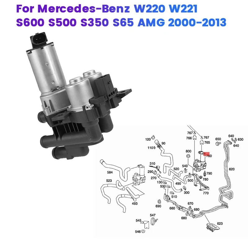 

Автомобильный клапан для теплой воды A2208300284 для Mercedes-Benz W220 W221 S600 S500 S350 S65 AMG 2000-2013, клапан водонагревателя насоса