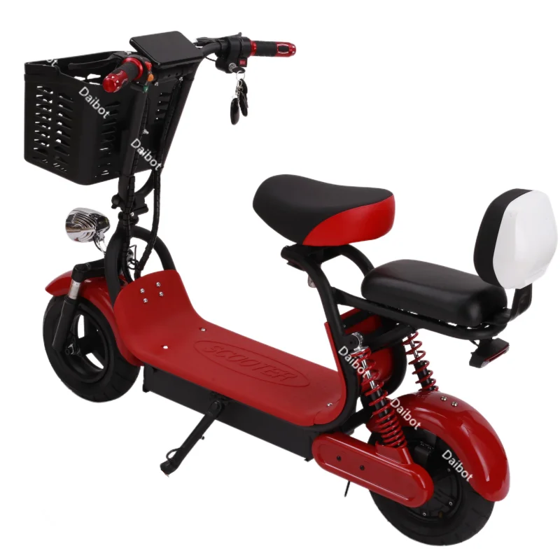 Image 5: 1000W 48V puissant Scooter électrique léger 2 roues pour adulte 11 pouces Mini Scooter de mobilité pour les femmes avec 2 sièges panier