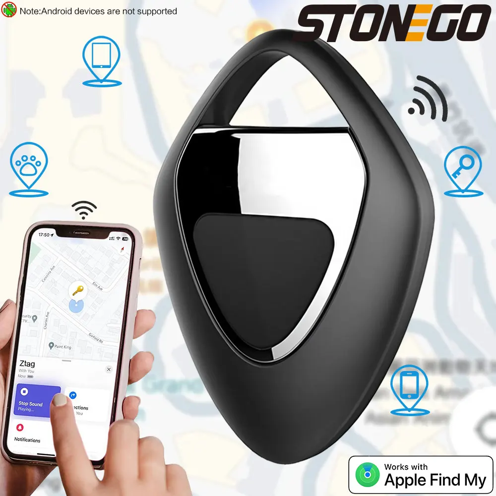 STONEGO Bluetooth Tracker Anti-Lost Smart Device GPS Locator Tracking for Pets Wallet Keychain App Control for IOS Android Phone