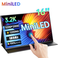 16 Inch 3.2K 165Hz MiniLED Portable Monitor 3200*2000P 1200Nit 100%DCI-P3 HDR IPS Screen Gaming Display For PC XBox PS4/5 Switch